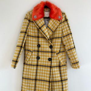 River island yellow checkered coat